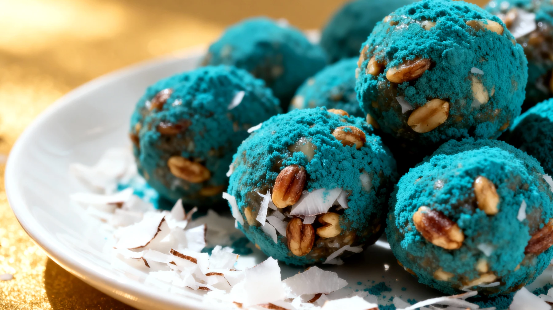 Tigernuss-Kokos-Bällchen mit Spirulina"