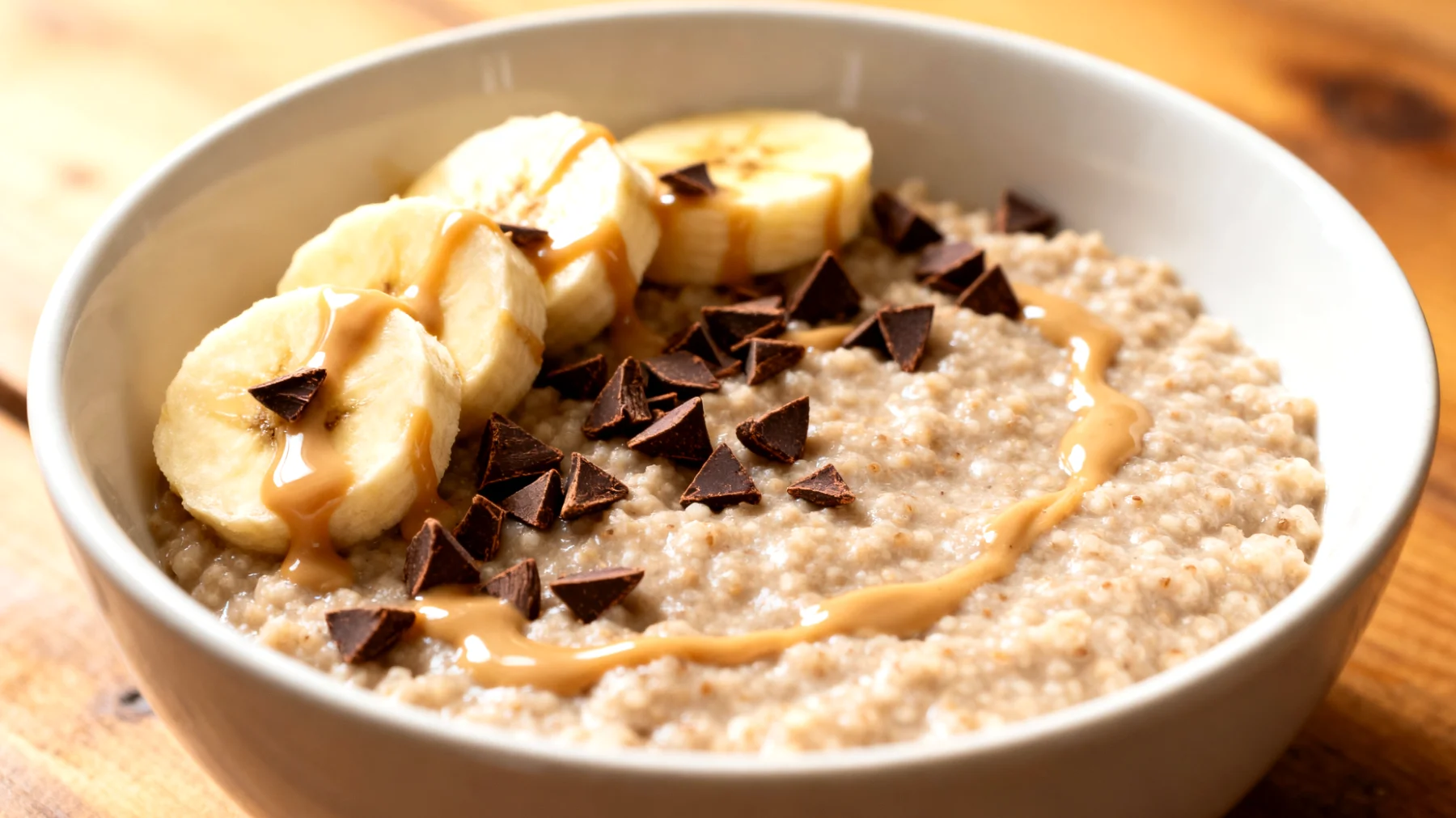 Amaranth-Bananen-Porridge mit Tahini und Kakao-Nibs"