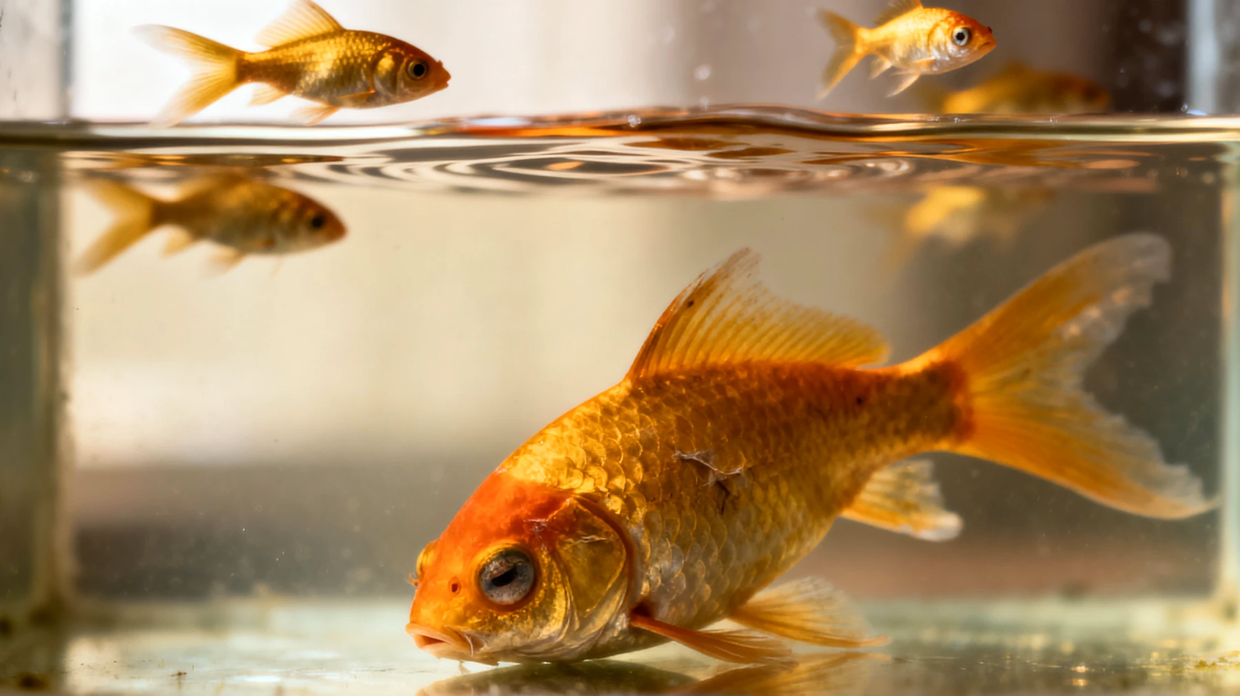 Ältere Fische zeigen häufig Verhaltensänderungen wie verminderte Aktivität, Orientierungslosigkeit oder Gleichgewichtsprobleme, die auf altersbedingte Erkrankungen oder suboptimale Wasserbedingungen hinweisen können"