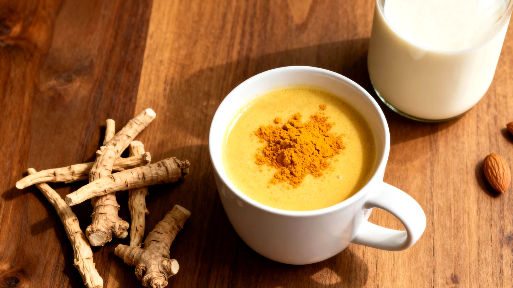 Goldene Milch mit Ashwagandha und Mandelmilch"