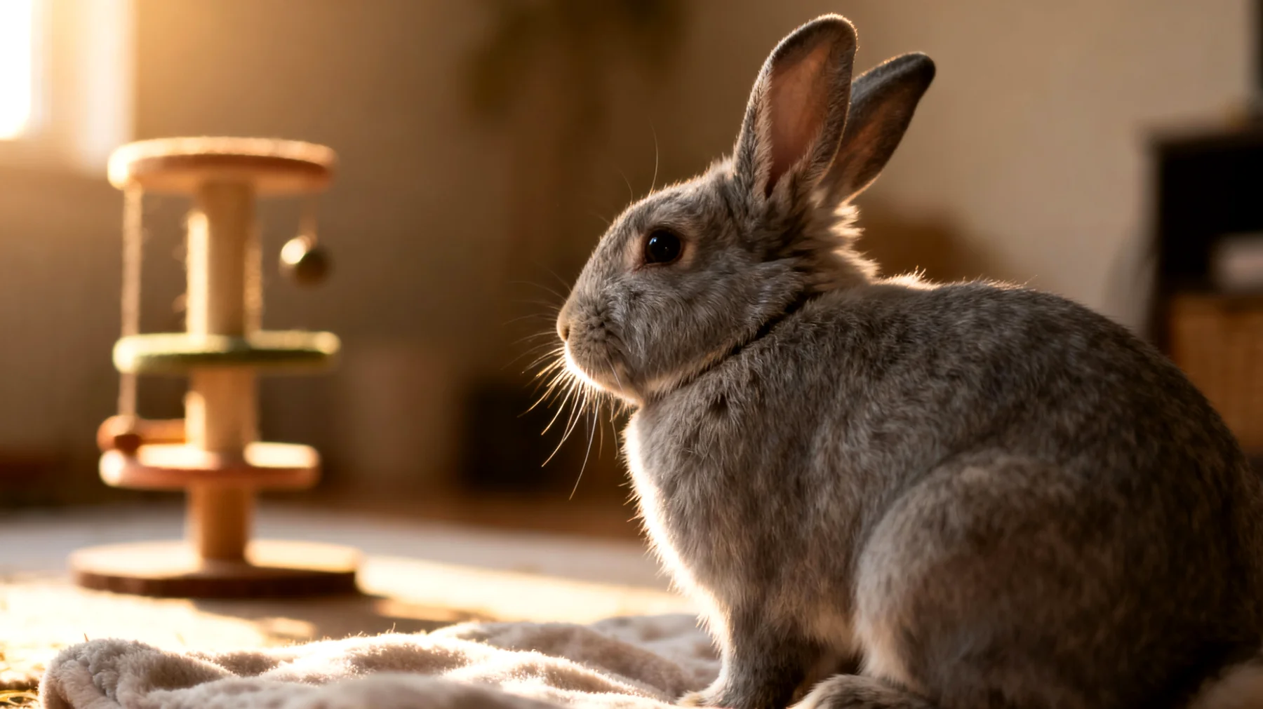 Ältere Kaninchen leiden häufig unter Arthrose und eingeschränkter Beweglichkeit, wodurch sie Schwierigkeiten haben, sich bei herkömmlichen Beschäftigungsangeboten aktiv zu beteiligen. Spielzeuge in mehreren Ebenen oder mit Sprüngen sind nicht mehr geeignet, was zu Langeweile und geistigem Abbau führen kann."