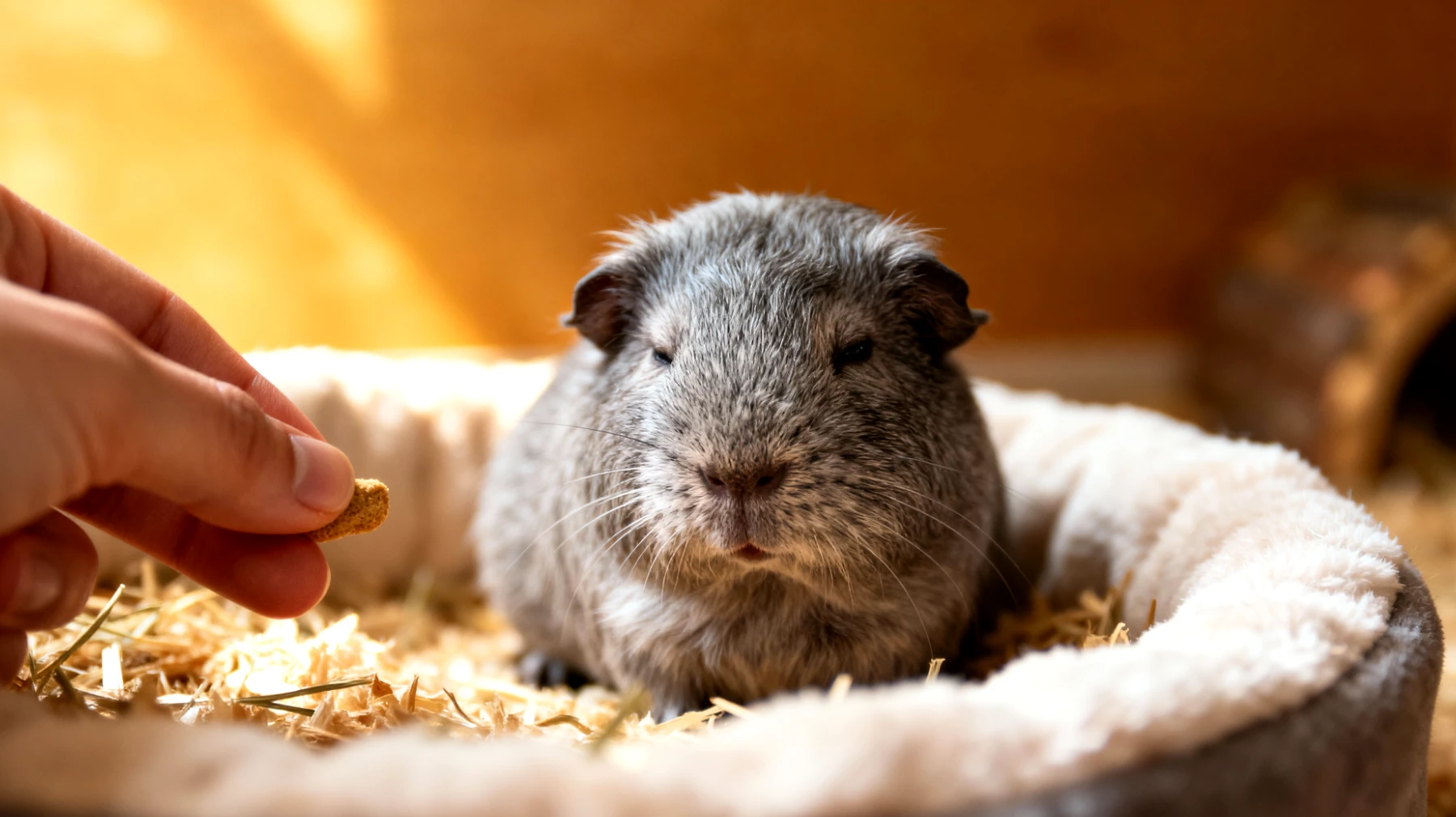 Ältere Meerschweinchen haben Schwierigkeiten, neue Verhaltensweisen zu erlernen und reagieren langsamer auf Trainingsreize aufgrund ihres fortgeschrittenen Alters"