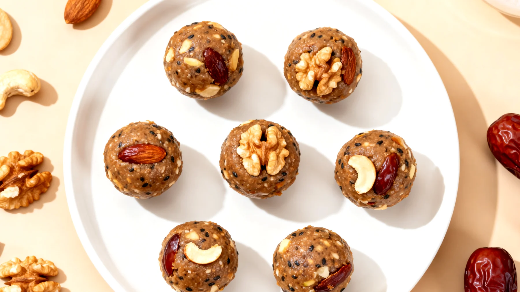 Miso-Balls mit Nüssen und Datteln"