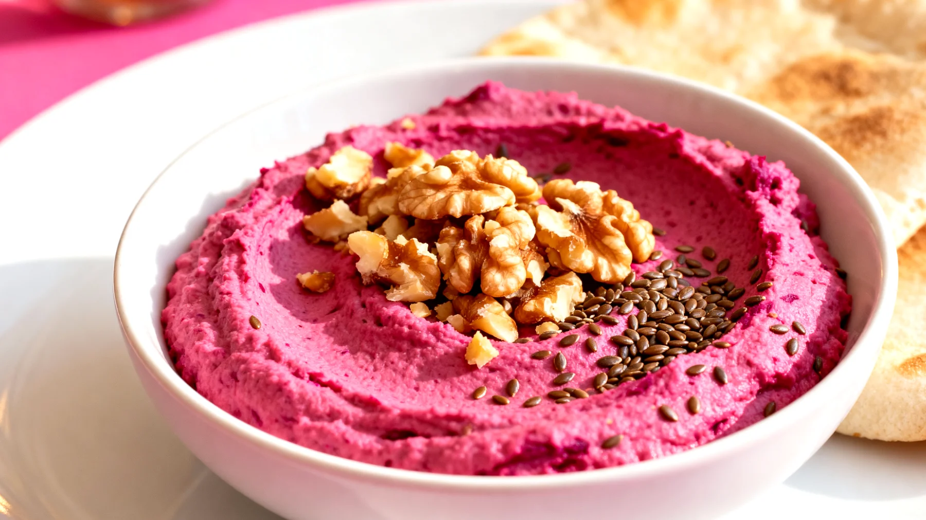 Rote-Bete-Hummus mit Walnüssen und Hanfsamen"